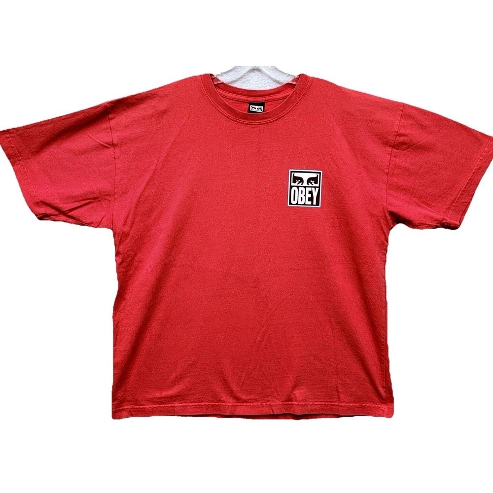Obey Clothing Eyes Icon ll Classic T-shirt Mens Size XL Red White Graphic Tee